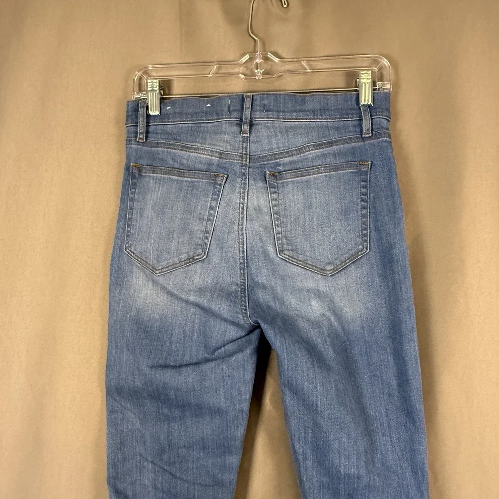 Ann Taylor LOFT Kick Crop Blue Denim Jeans Button Fly Medium Wash 24 / 00